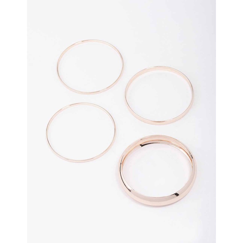 Rose Gold Thick & Thin Bangle 4-Pack