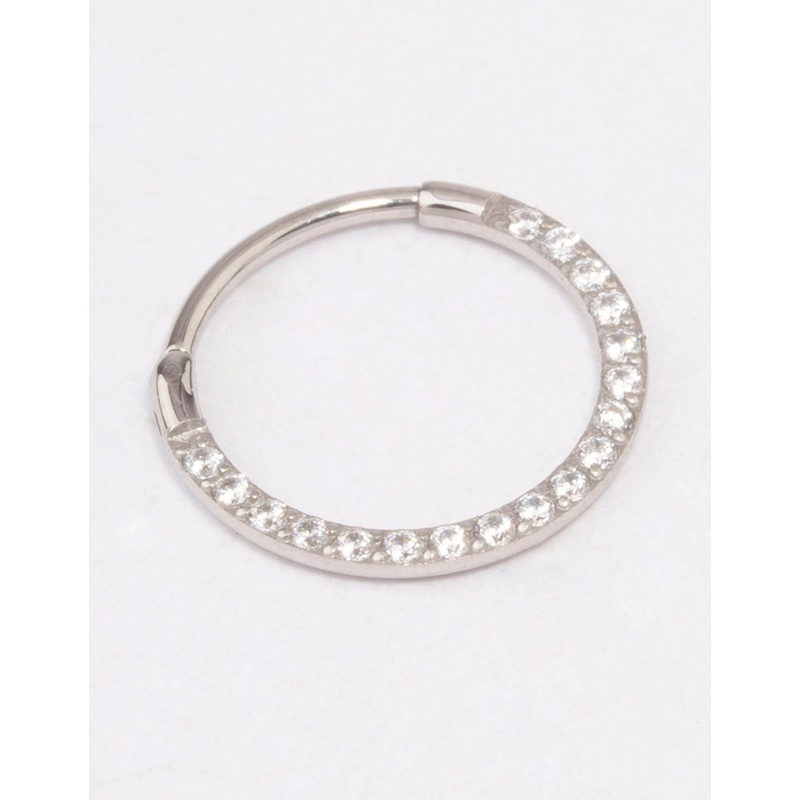 Surgical Steel Cubic Zirconia Clicker Ring