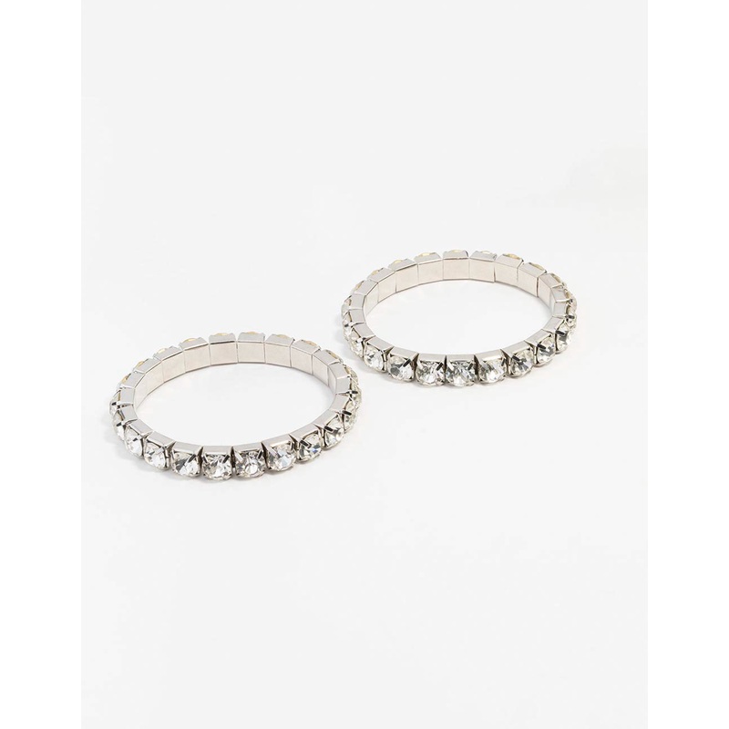 Silver Diamante Stretch Bracelet 2-Pack
