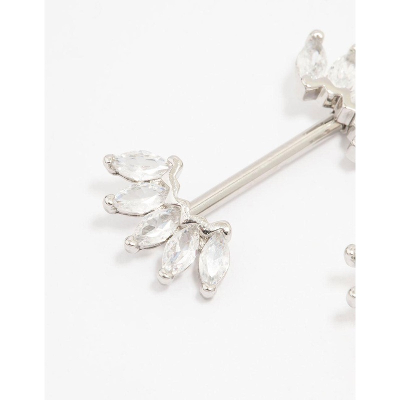 Surgical Steel Marquise Fan Double Nipple Piercing