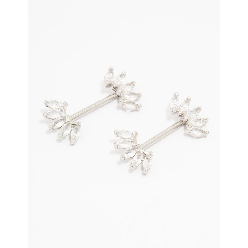 Surgical Steel Marquise Fan Double Nipple Piercing