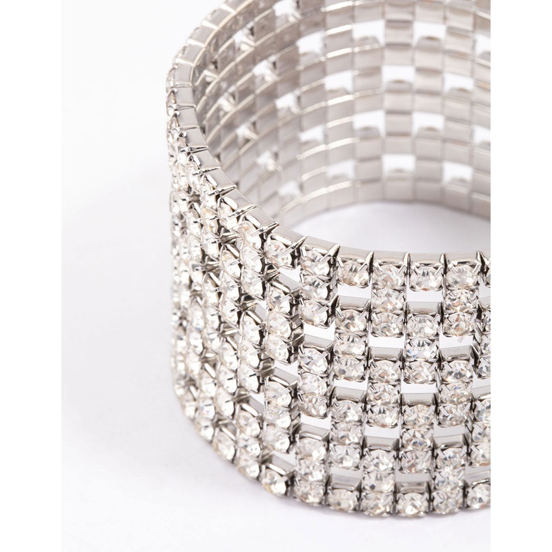 Silver Diamante Chunky Cut-Out Bracelet