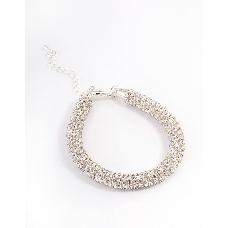 Silver Diamante Mesh Bracelet