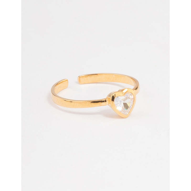 Gold Plated Sterling Silver Heart Cubic Zirconia Ring