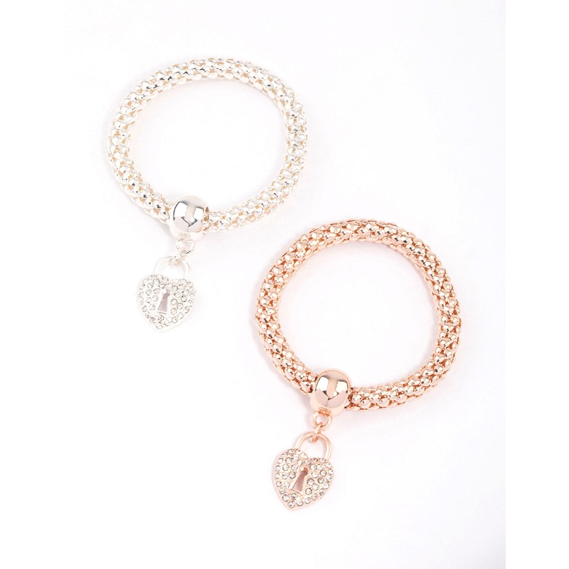 Kids Pop Diamante & Heart Chain Bracelet