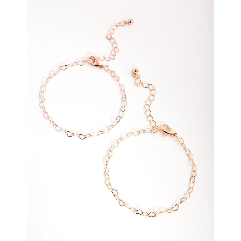 Mixed Metals Heart Pack Bracelets