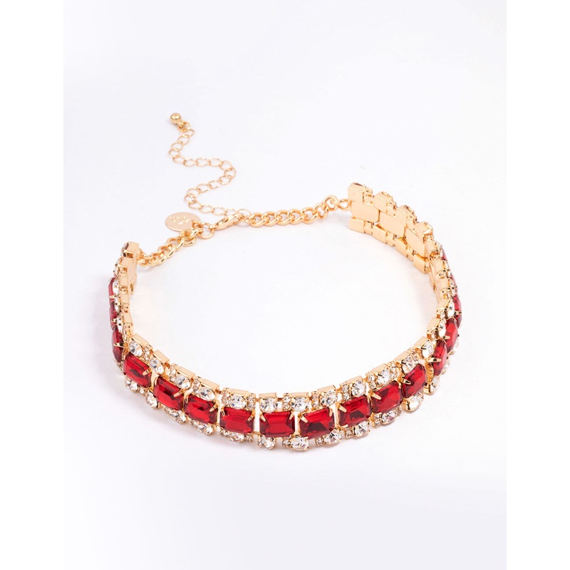 Red Multi Diamante Choker Necklace