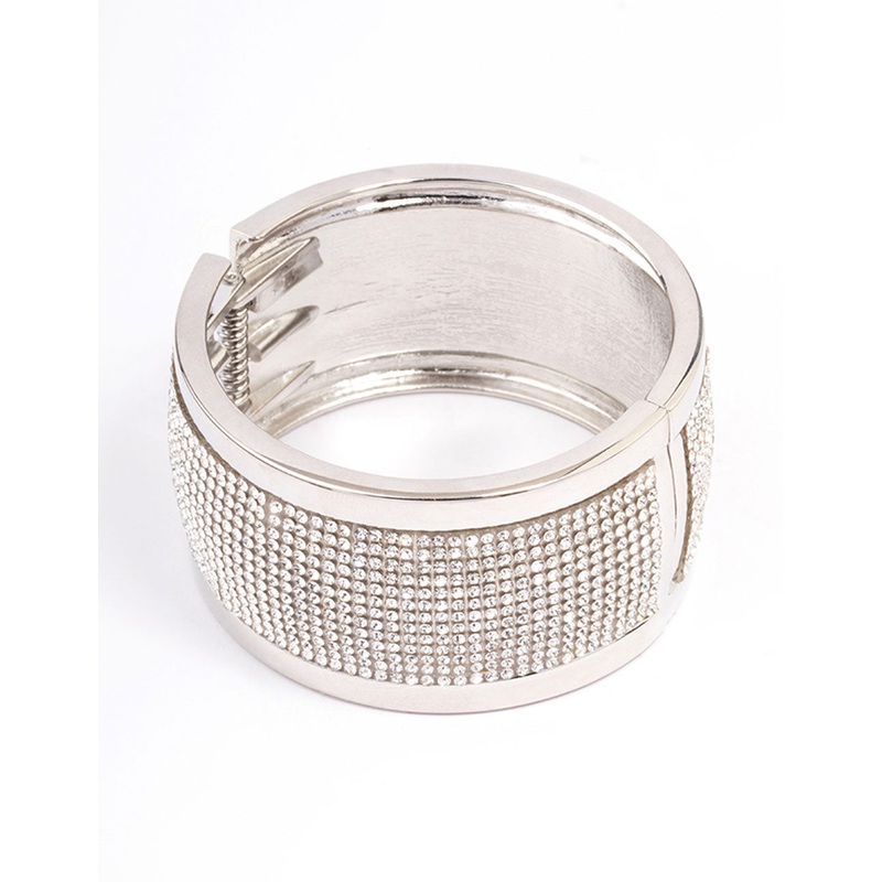Silver Cluster Diamante Wrist Cuff