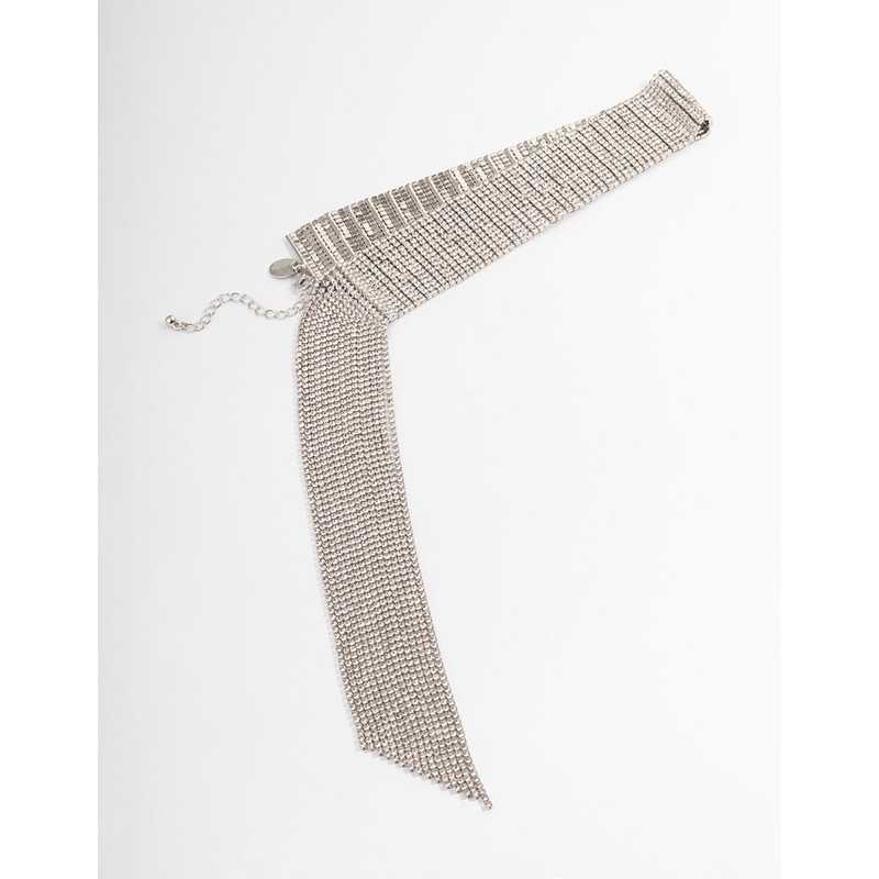 Silver Cup Chain Back Tassel Choker