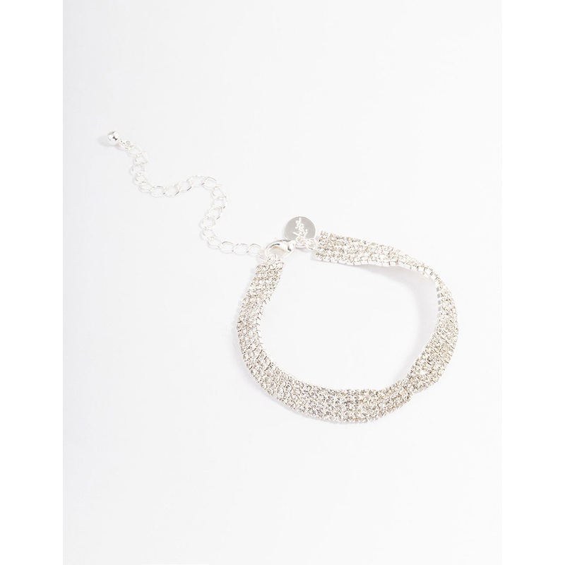 Silver Cup Chain Interlaced Tennis Bracelet