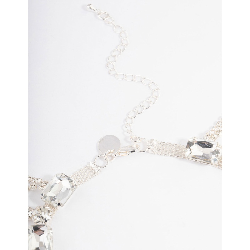 Silver Statement Diamante Tassel Choker