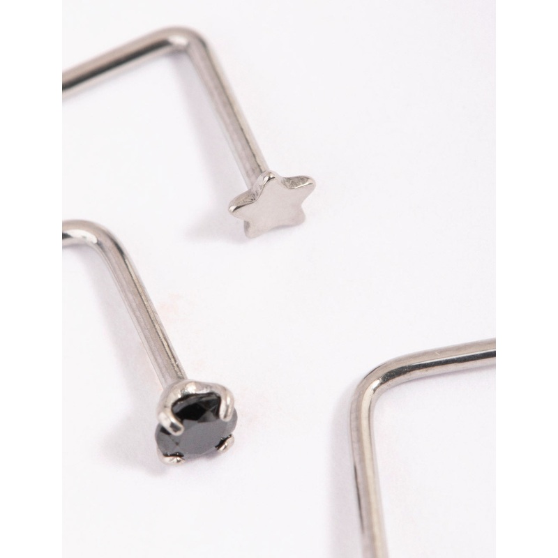 Surgical Steel Star & Diamante Nose Studs