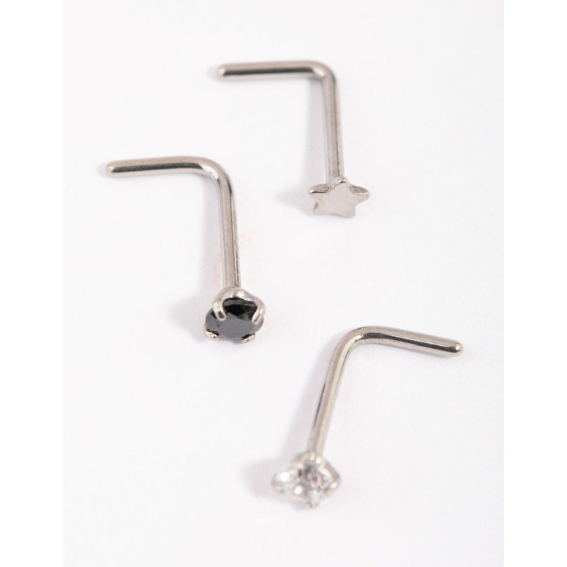 Surgical Steel Star & Diamante Nose Studs