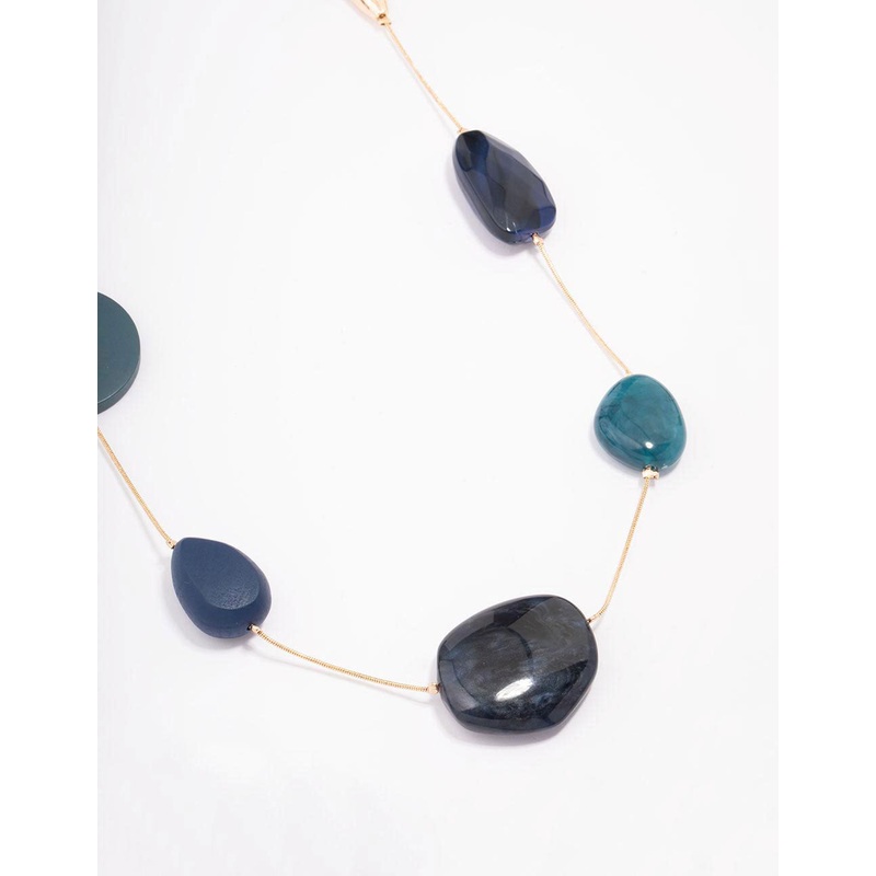 Gold Blue Stone Necklace