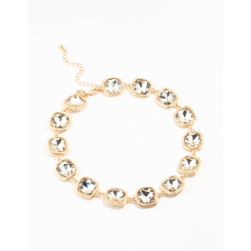 Gold Diamante Round Necklace