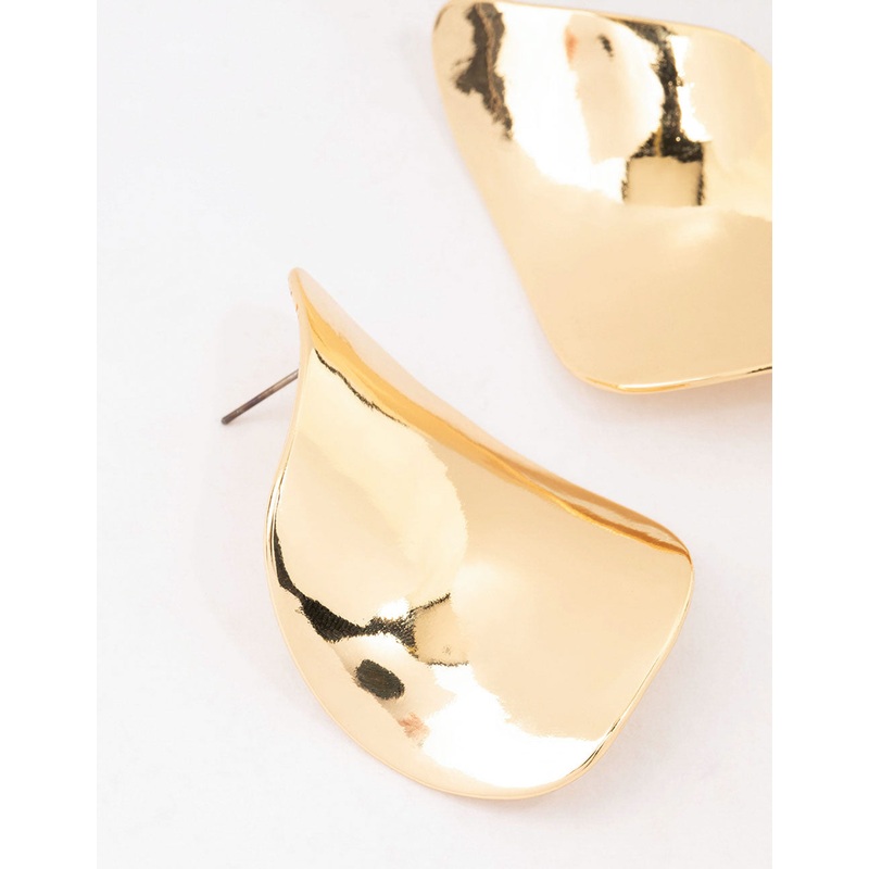 Gold Plated Large Petal Stud Earrings