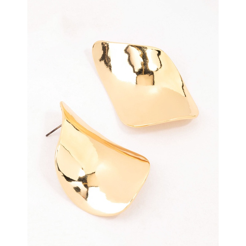 Gold Plated Large Petal Stud Earrings