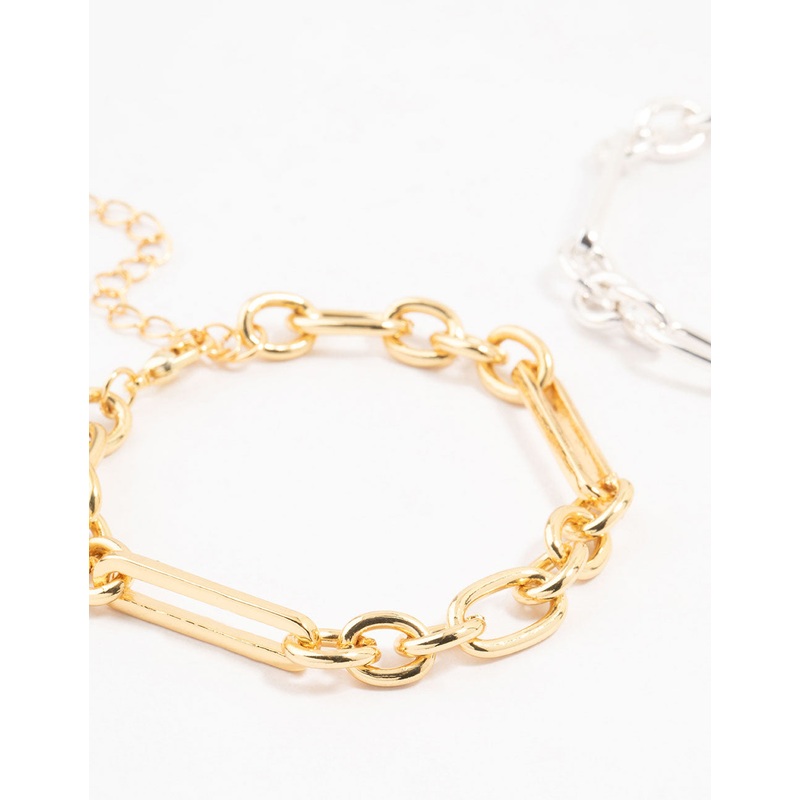 Mixed Metals Chain Bracelets 2-Pack