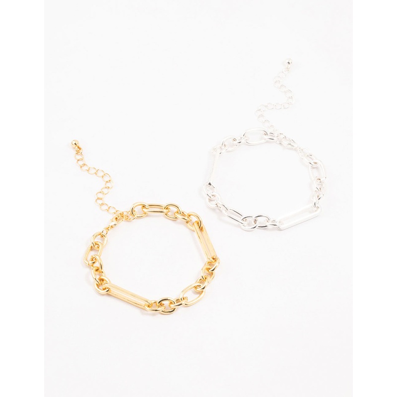 Mixed Metals Chain Bracelets 2-Pack
