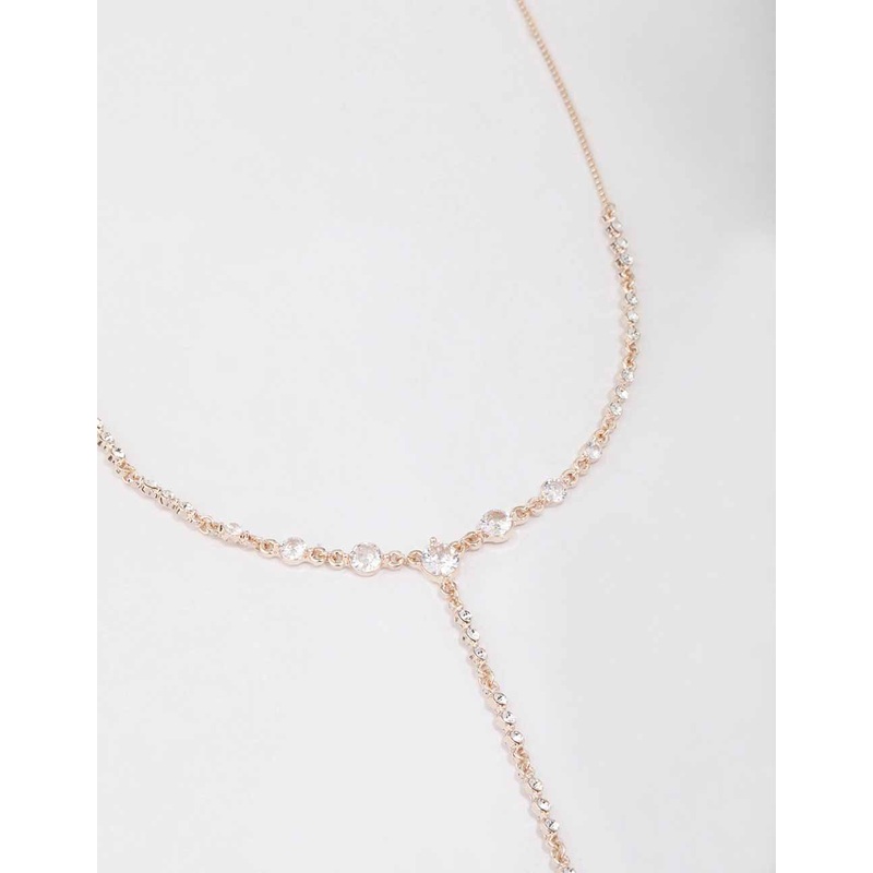 Rose Gold Diamante Lariat Necklace