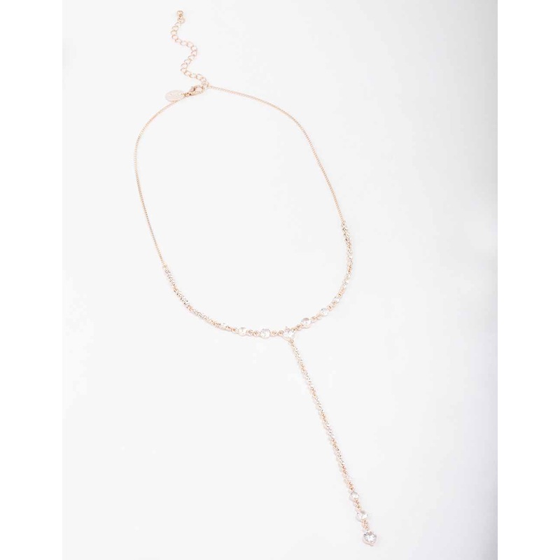Rose Gold Diamante Lariat Necklace