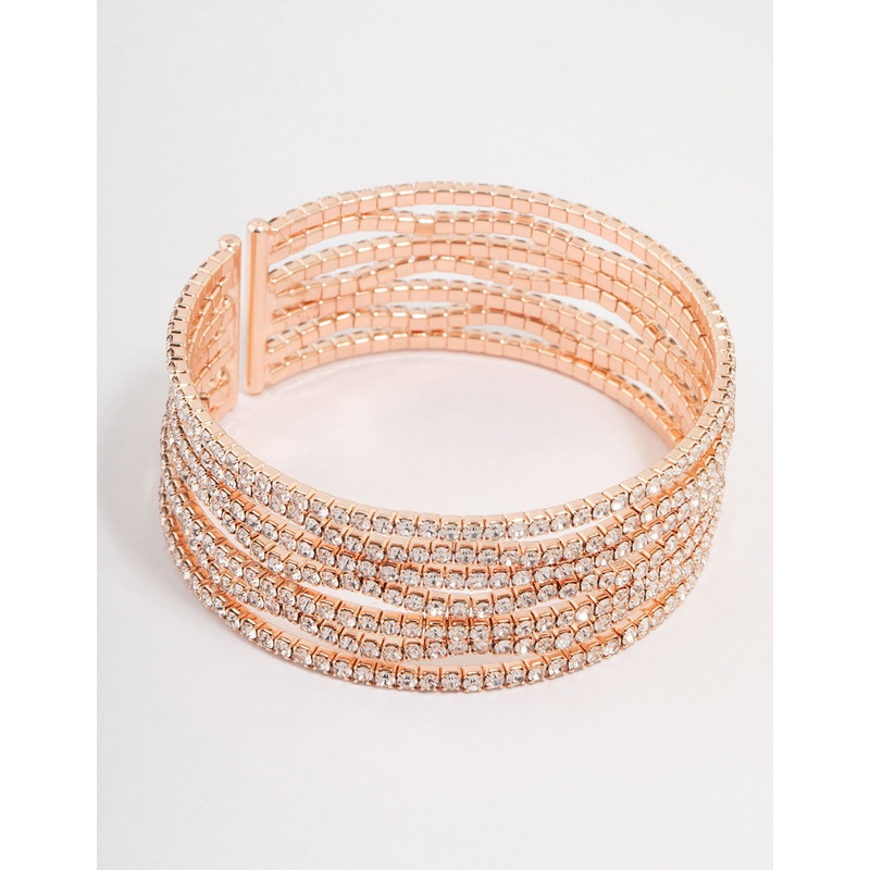 Rose Gold Diamante Wave Wrist Cuff