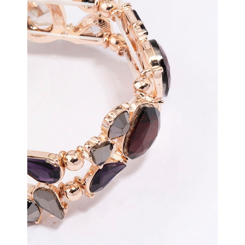 Rose Gold Large Melted Pear Shape Stone Bracelet