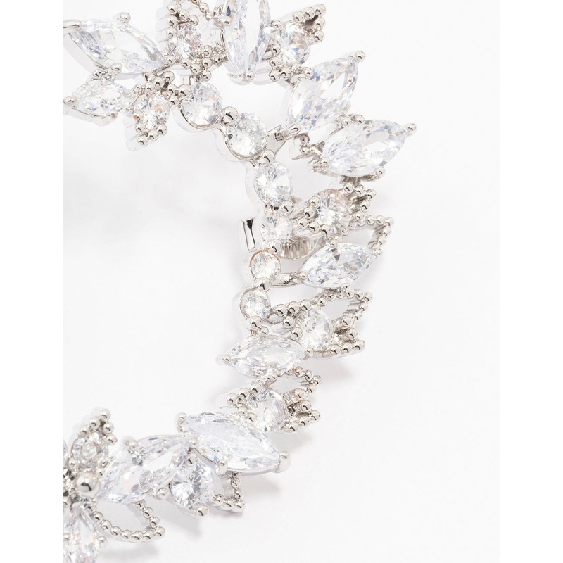 Silver Cubic Zirconia Grand Marquise Earring Cuff