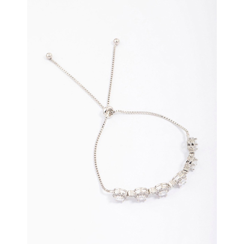 Silver Halo Cubic Zirconia Bracelet