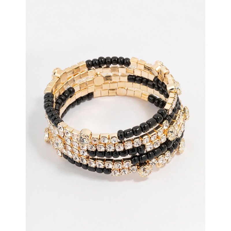 Black & Gold Wrapped Diamante Bracelet