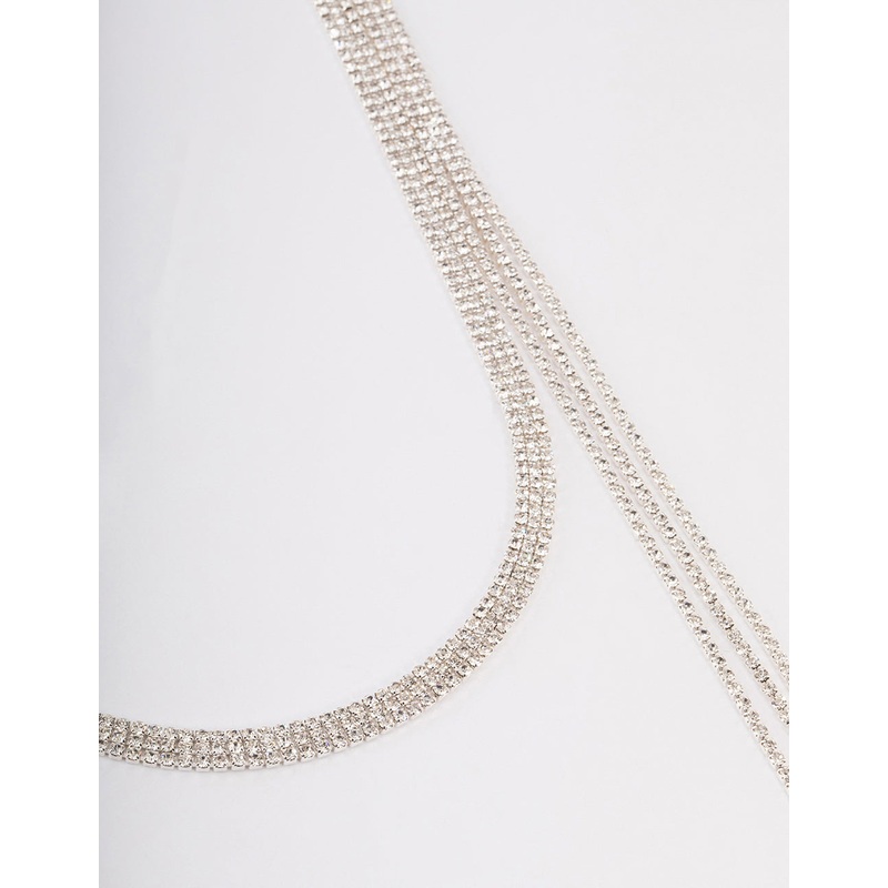 Silver Triple Row Cupchain Scarf Necklace