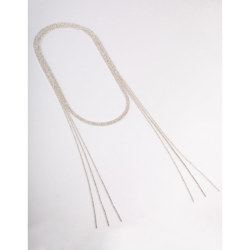 Silver Triple Row Cupchain Scarf Necklace