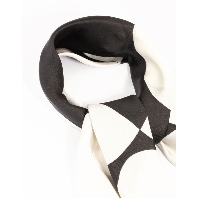 Classic Black Geometric Fabric Scarf