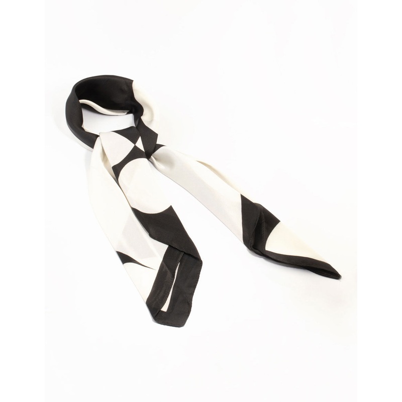 Classic Black Geometric Fabric Scarf