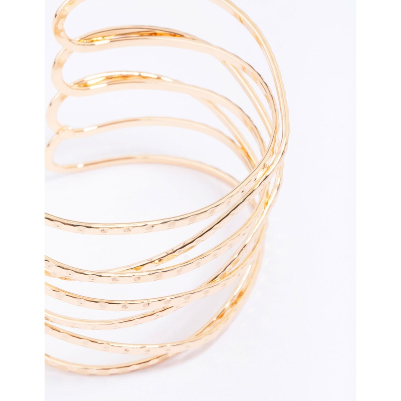 Gold Molten Cross Over Wrist Cuff