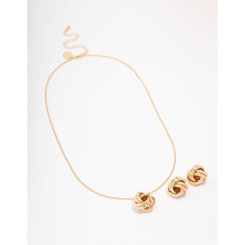 Gold Round Knotted Jewellery Set