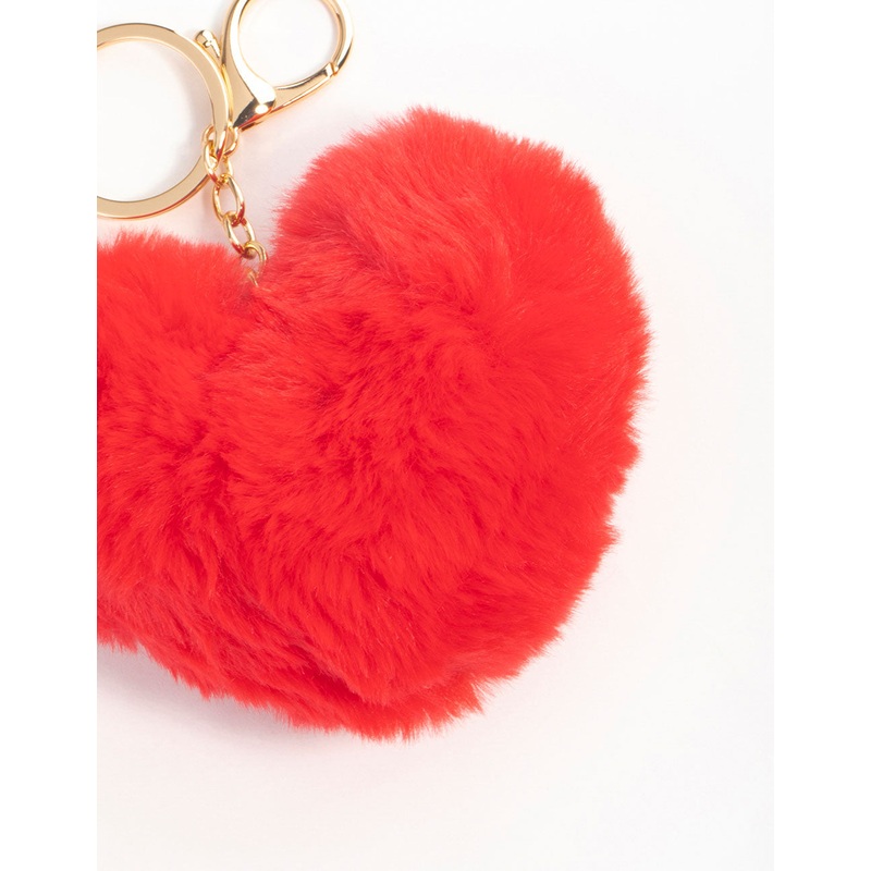 Red Fabric Heart Keychain