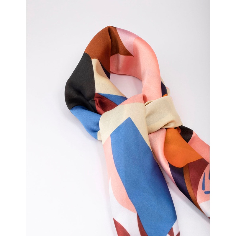 Fabric Floral Geometric Pattern Scarf