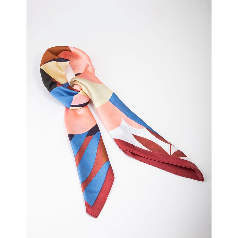 Fabric Floral Geometric Pattern Scarf