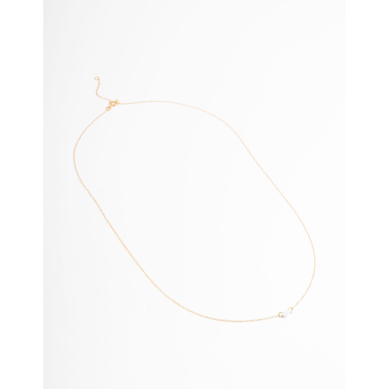 Gold Plated Sterling Silver Cubic Zirconia Floating Heart Necklace