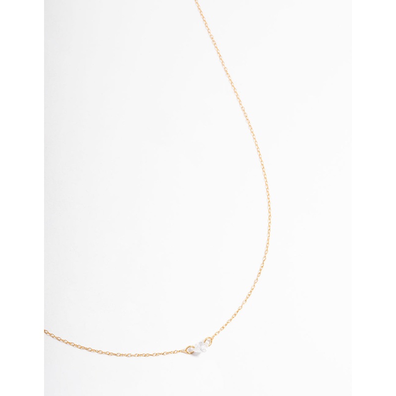 Gold Plated Sterling Silver Cubic Zirconia Floating Heart Necklace