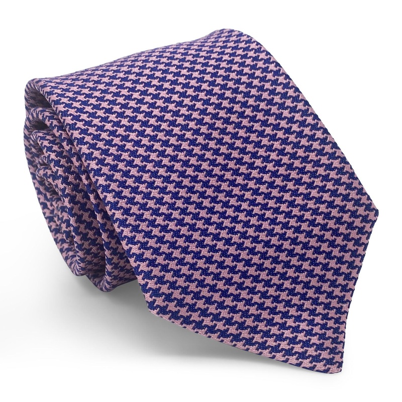 Houndstooth: Tie – Navy/Pink