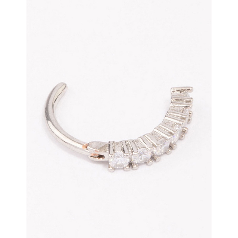 Surgical Steel Round Cubic Zirconia Curve Belly Ring