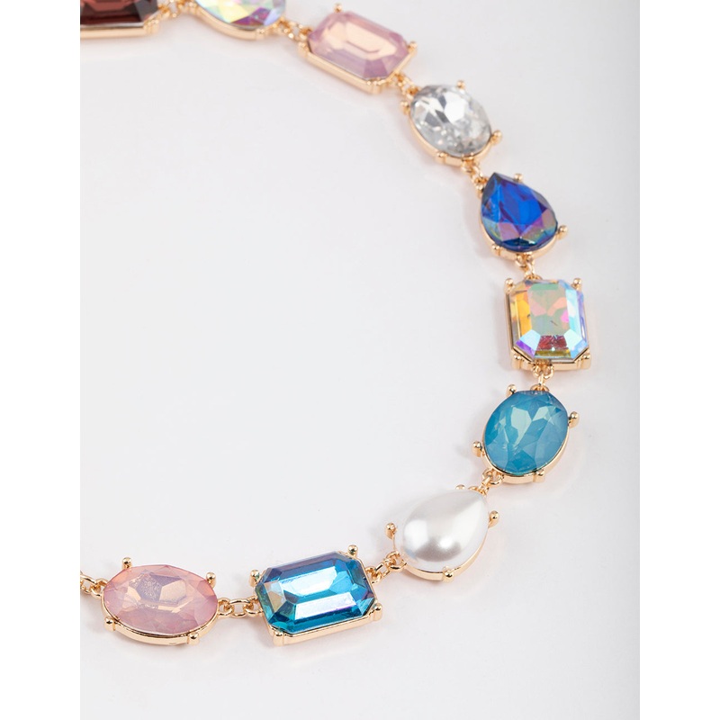 Gold Large Chunky Mixed Stone Necklace