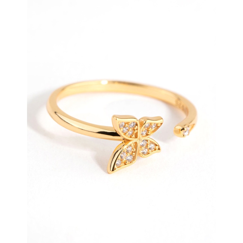 Sterling Silver Gold Open Butterfly Ring