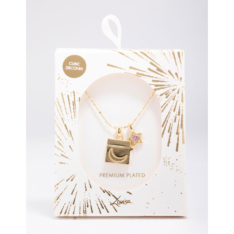 Gold Plated Moon Pendant Necklace