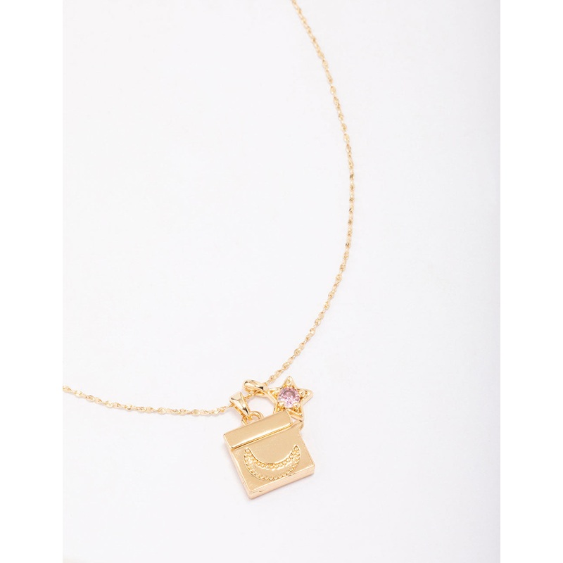 Gold Plated Moon Pendant Necklace
