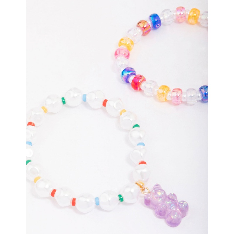 Kids Mixed Pearl & Beaded Charm Bracelet 3-Pack