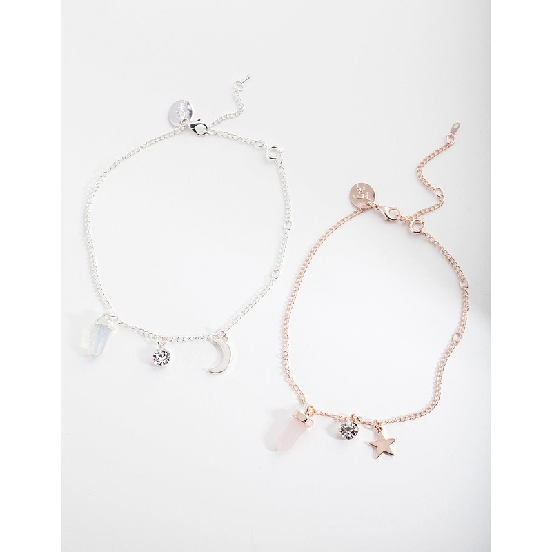 Moonstone & Rose Quartz Charm Bracelet Gift Box
