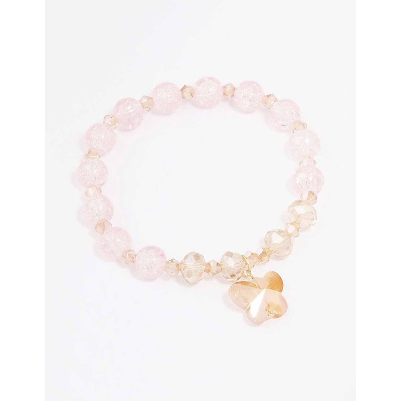 Pink Beaded Butterfly Bracelet